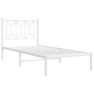 Metalowa rama łóżka z wezgłowiem biała 90×200 cm 434291 Metalowa rama łóżka z wezgłowiem biała 90×200 cm 434291
