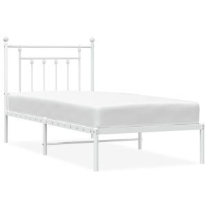 Metalowa rama łóżka z wezgłowiem biała 90×200 cm 435300 Metalowa rama łóżka z wezgłowiem biała 90×200 cm 435300
