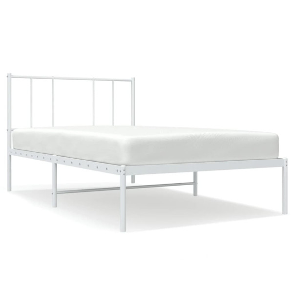 Metalowa rama łóżka z wezgłowiem biała 90x200 cm 435767