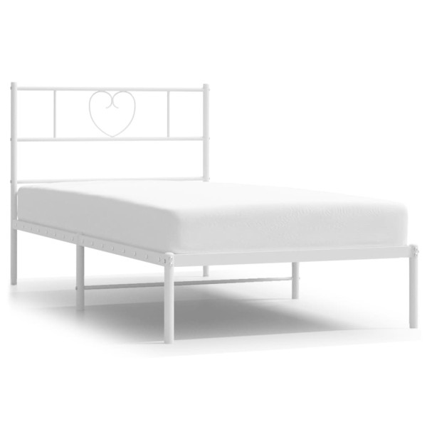 Metalowa rama łóżka z wezgłowiem biała 90x200 cm 458737