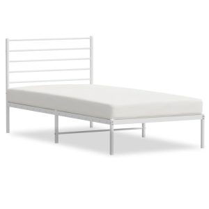 Metalowa rama łóżka z wezgłowiem biała 90×200 cm 458812 Metalowa rama łóżka z wezgłowiem biała 90×200 cm 458812