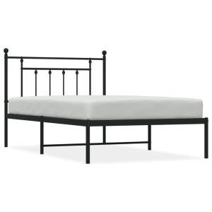 Metalowa rama łóżka z wezgłowiem czarna 107×203 cm 435309