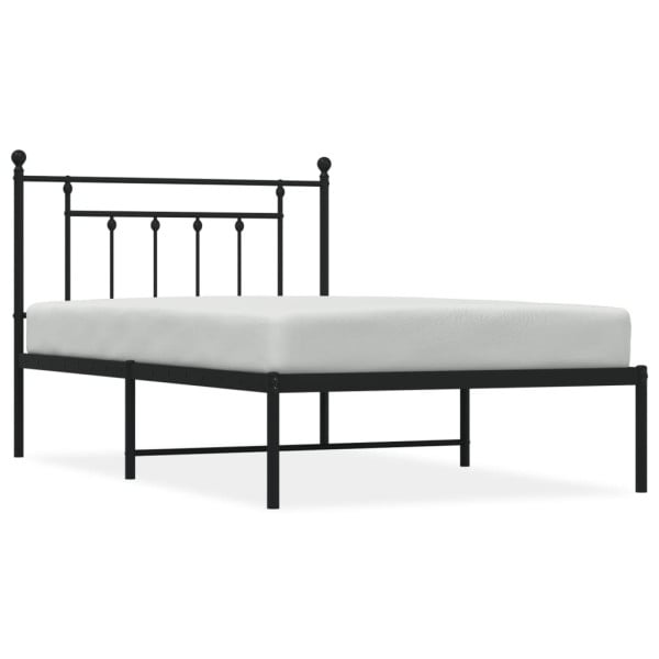 Metalowa rama łóżka z wezgłowiem czarna 107x203 cm 435309