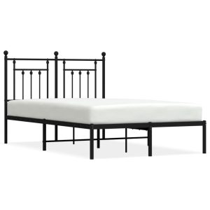 Metalowa rama łóżka z wezgłowiem, czarna, 120×190 cm 435150 Metalowa rama łóżka z wezgłowiem, czarna, 120×190 cm 435150