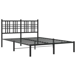 Metalowa rama łóżka z wezgłowiem, czarna, 120×190 cm 435645 Metalowa rama łóżka z wezgłowiem, czarna, 120×190 cm 435645