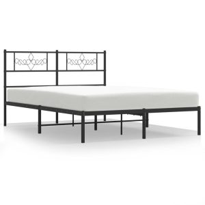 Metalowa rama łóżka z wezgłowiem, czarna, 120×200 cm 432752 Metalowa rama łóżka z wezgłowiem, czarna, 120×200 cm 432752