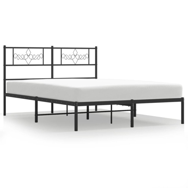 Metalowa rama łóżka z wezgłowiem czarna 135x190 cm 458841