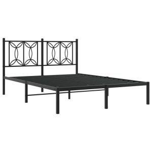 Metalowa rama łóżka z wezgłowiem czarna 135×190 cm 434278 Metalowa rama łóżka z wezgłowiem czarna 135×190 cm 434278