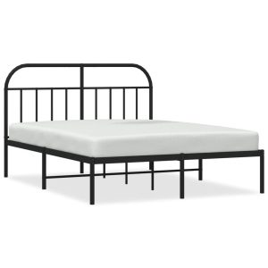 Metalowa rama łóżka z wezgłowiem czarna 140×190 cm 436751 Metalowa rama łóżka z wezgłowiem czarna 140×190 cm 436751