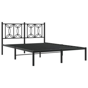 Metalowa rama łóżka z wezgłowiem, czarna, 140×190 cm 434276 Metalowa rama łóżka z wezgłowiem, czarna, 140×190 cm 434276
