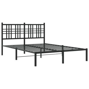 Metalowa rama łóżka z wezgłowiem czarna 140×190 cm 435772 Metalowa rama łóżka z wezgłowiem czarna 140×190 cm 435772