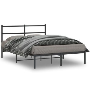 Metalowa rama łóżka z wezgłowiem czarna 140×200 cm 459161 Metalowa rama łóżka z wezgłowiem czarna 140×200 cm 459161