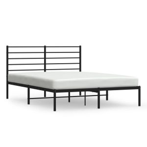 Metalowa rama łóżka z wezgłowiem czarna 140×200 cm 458677 Metalowa rama łóżka z wezgłowiem czarna 140×200 cm 458677
