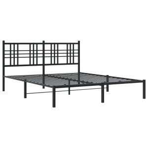 Metalowa rama łóżka z wezgłowiem czarna 150×200 cm 435667 Metalowa rama łóżka z wezgłowiem czarna 150×200 cm 435667