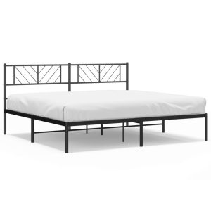 Metalowa rama łóżka z wezgłowiem czarna 183×213 cm 458813 Metalowa rama łóżka z wezgłowiem czarna 183×213 cm 458813