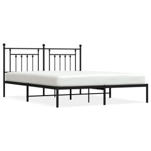 Metalowa rama łóżka z wezgłowiem czarna 183×213 cm 435348