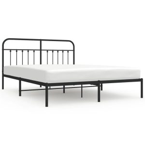 Metalowa rama łóżka z wezgłowiem czarna 183×213 cm 458559