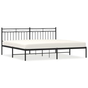 Metalowa rama łóżka z wezgłowiem czarna 193×203 cm 434657 Metalowa rama łóżka z wezgłowiem czarna 193×203 cm 434657