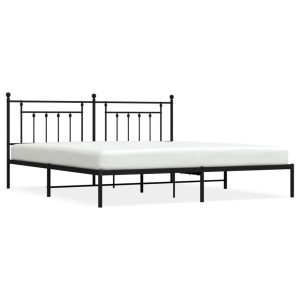 Metalowa rama łóżka z wezgłowiem czarna 193×203 cm 435231 Metalowa rama łóżka z wezgłowiem czarna 193×203 cm 435231