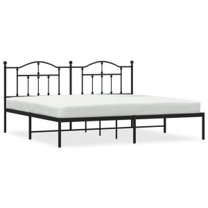 Metalowa rama łóżka z wezgłowiem czarna 193×203 cm 434010 Metalowa rama łóżka z wezgłowiem czarna 193×203 cm 434010