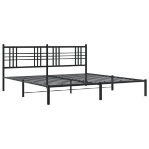 Metalowa rama łóżka z wezgłowiem czarna 193×203 cm 435759 Metalowa rama łóżka z wezgłowiem czarna 193×203 cm 435759