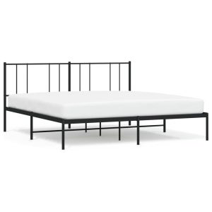 Metalowa rama łóżka z wezgłowiem czarna 193×203 cm 435876 Metalowa rama łóżka z wezgłowiem czarna 193×203 cm 435876