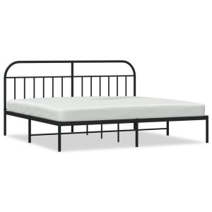Metalowa rama łóżka z wezgłowiem czarna 193×203 cm 436778 Metalowa rama łóżka z wezgłowiem czarna 193×203 cm 436778