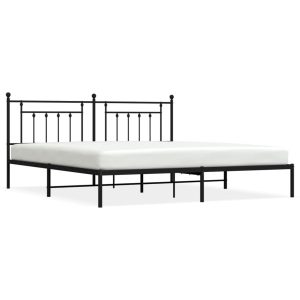 Metalowa rama łóżka z wezgłowiem czarna 200×200 cm 435306