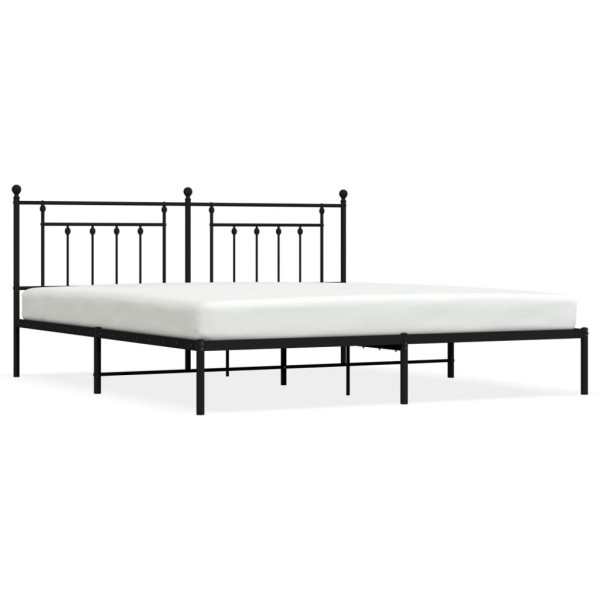 Metalowa rama łóżka z wezgłowiem czarna 200x200 cm 435306