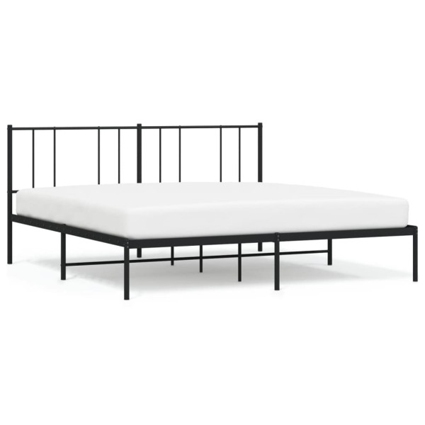 Metalowa rama łóżka z wezgłowiem czarna 200x200 cm 435778