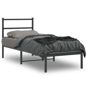 Metalowa rama łóżka z wezgłowiem czarna 75×190 cm 459263 Metalowa rama łóżka z wezgłowiem czarna 75×190 cm 459263