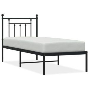 Metalowa rama łóżka z wezgłowiem czarna 75×190 cm 435100 Metalowa rama łóżka z wezgłowiem czarna 75×190 cm 435100