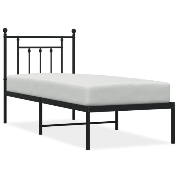 Metalowa rama łóżka z wezgłowiem czarna 75x190 cm 435100