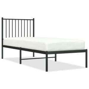 Metalowa rama łóżka z wezgłowiem czarna 75×190 cm 458405 Metalowa rama łóżka z wezgłowiem czarna 75×190 cm 458405