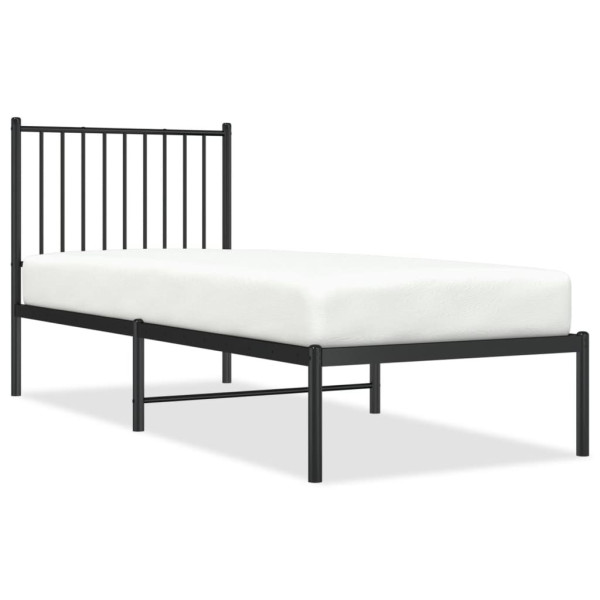 Metalowa rama łóżka z wezgłowiem czarna 75x190 cm 458405
