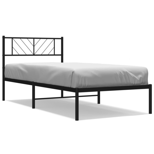Metalowa rama łóżka z wezgłowiem czarna 75x190 cm 458814