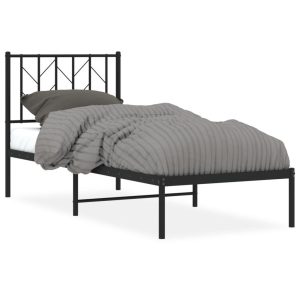 Metalowa rama łóżka z wezgłowiem czarna 75×190 cm 459166 Metalowa rama łóżka z wezgłowiem czarna 75×190 cm 459166