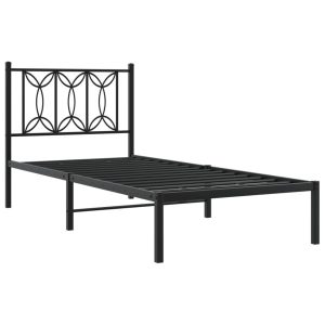 Metalowa rama łóżka z wezgłowiem czarna 80×200 cm 434311 Metalowa rama łóżka z wezgłowiem czarna 80×200 cm 434311
