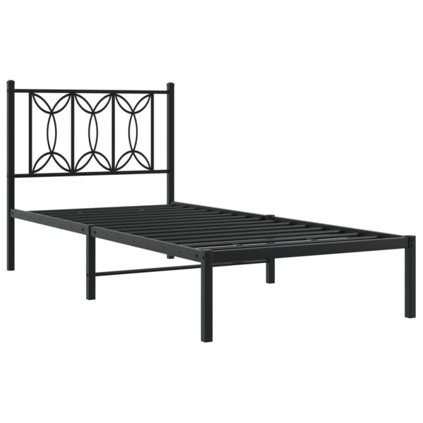 Metalowa rama łóżka z wezgłowiem czarna 80x200 cm 434311