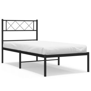 Metalowa rama łóżka z wezgłowiem czarna 80×200 cm 435314 Metalowa rama łóżka z wezgłowiem czarna 80×200 cm 435314