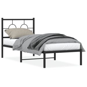 Metalowa rama łóżka z wezgłowiem czarna 80×200 cm 459231 Metalowa rama łóżka z wezgłowiem czarna 80×200 cm 459231