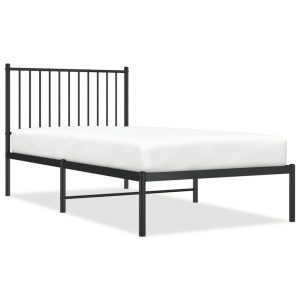 Metalowa rama łóżka z wezgłowiem czarna 90×190 cm 458540 Metalowa rama łóżka z wezgłowiem czarna 90×190 cm 458540
