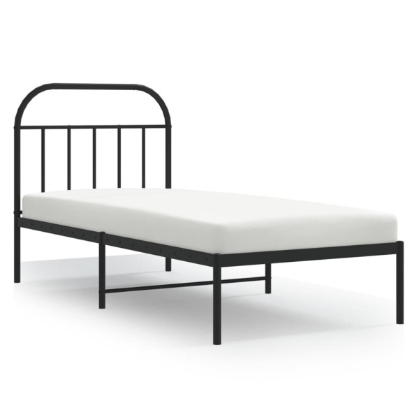 Metalowa rama łóżka z wezgłowiem czarna 90x200 cm 436765