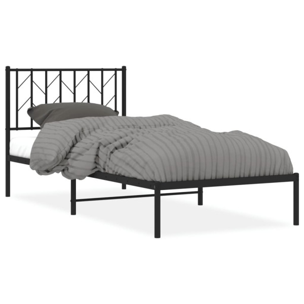 Metalowa rama łóżka z wezgłowiem czarna 90x200 cm 459137