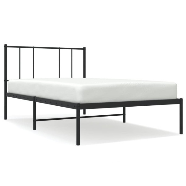 Metalowa rama łóżka z wezgłowiem czarna 90x200 cm 465579