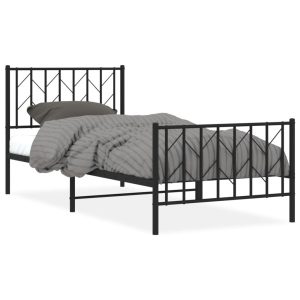 Metalowa rama łóżka z wezgłowiem i zanóżkiem 90×200 cm 432917 Metalowa rama łóżka z wezgłowiem i zanóżkiem 90×200 cm 432917