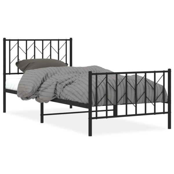Metalowa rama łóżka z wezgłowiem i zanóżkiem 90x200 cm 432917