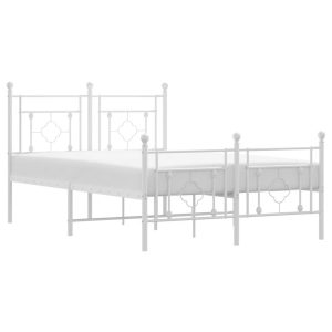 Metalowa rama łóżka z wezgłowiem i zanóżkiem, biała, 120×190 435728 Metalowa rama łóżka z wezgłowiem i zanóżkiem, biała, 120×190 435728