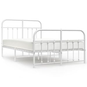 Metalowa rama łóżka z wezgłowiem i zanóżkiem, biała, 120×190 458539 Metalowa rama łóżka z wezgłowiem i zanóżkiem, biała, 120×190 458539