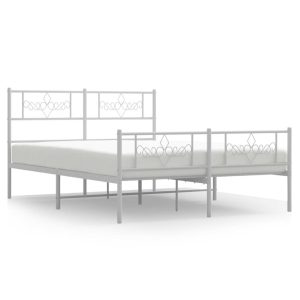 Metalowa rama łóżka z wezgłowiem i zanóżkiem biała 120×190 458560 Metalowa rama łóżka z wezgłowiem i zanóżkiem biała 120×190 458560